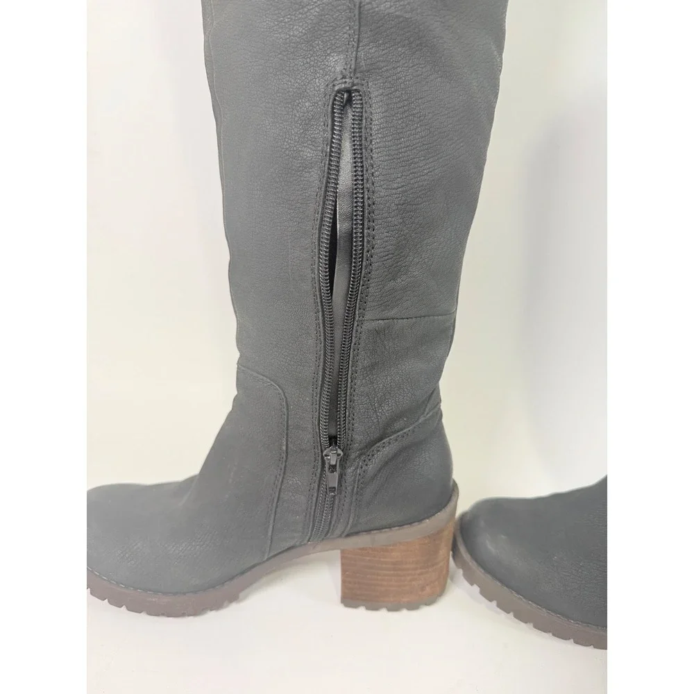 Lucky Brand Shoes Women's 7.5 Narlee Over Knee Lug Block Heel Boot Black